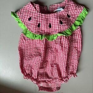 Red and Green Gingham Kids One Piece
